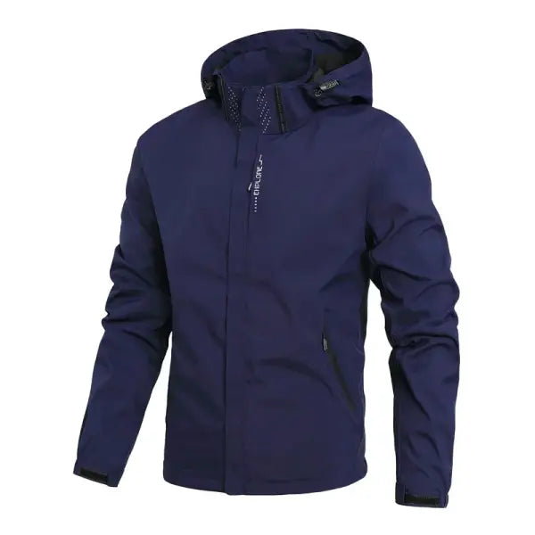 Mens waterproof rain jacket polyester hooded hiking - M / B4-49-6266zangqing
