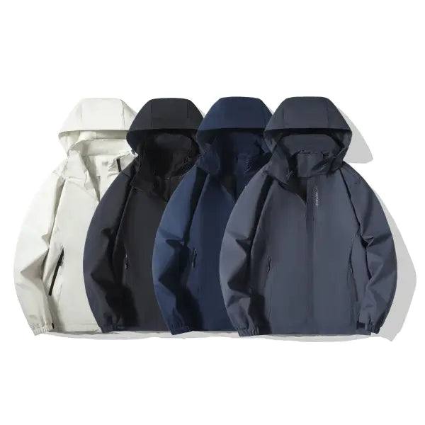 Mens waterproof rain jacket polyester hooded hiking