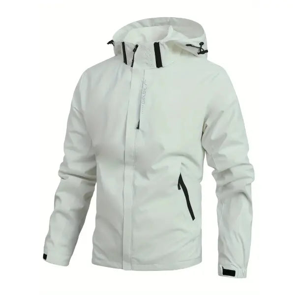 Mens waterproof rain jacket polyester hooded hiking