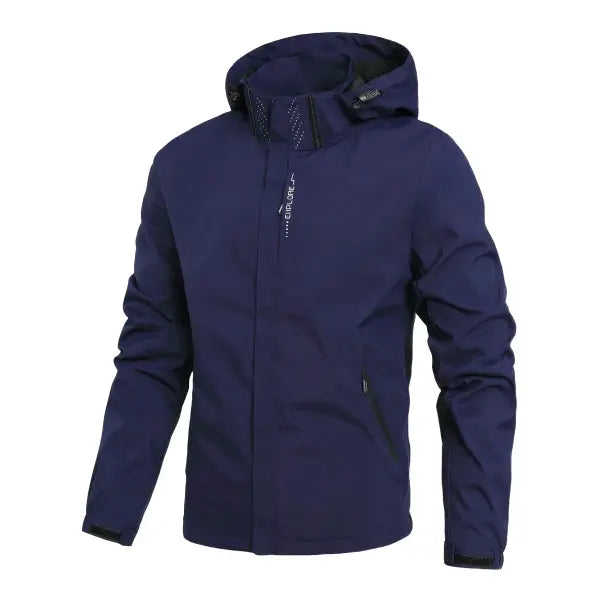 Mens waterproof rain jacket polyester hooded hiking