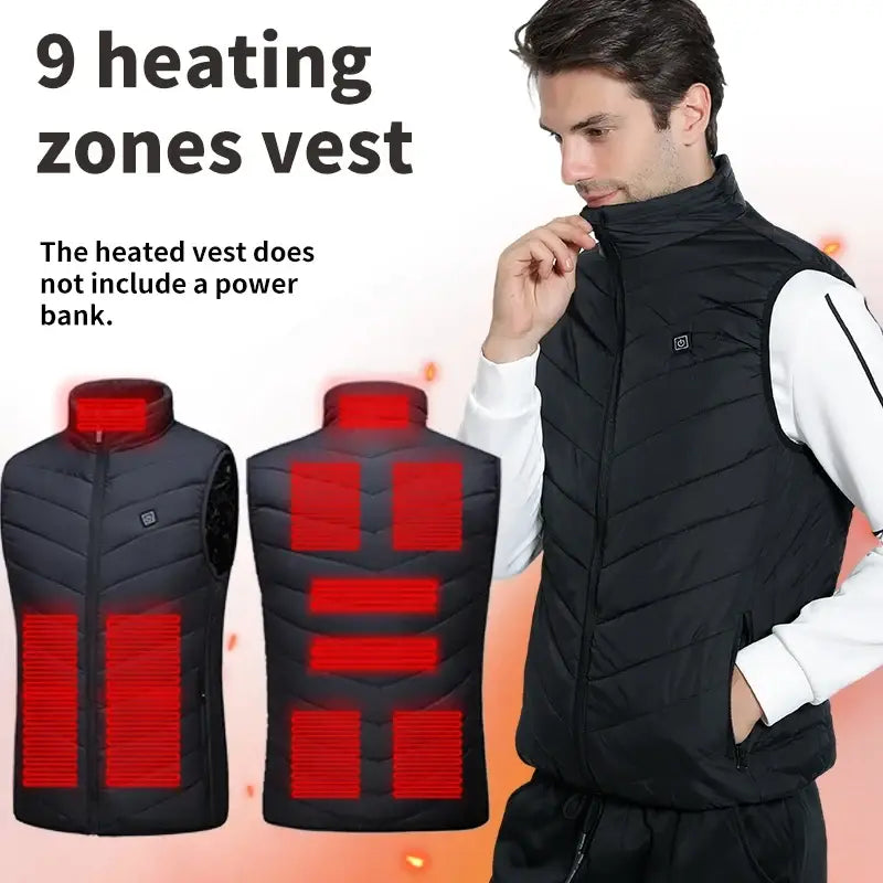 Mens Winter Smart Heated Vest USB Powered for Outdoor Cold Weather