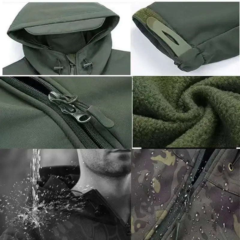 Softshell Fleece Waterproof Windproof Cargo Jacket Polyester M-5XL Outdoor Warmth