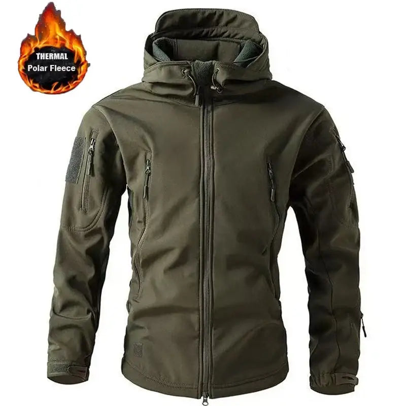 Softshell Fleece Waterproof Windproof Cargo Jacket Polyester M-5XL Outdoor Warmth - Green / S(45-55kgs)