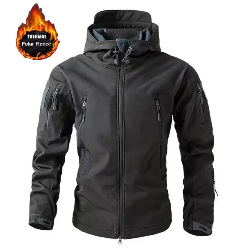 Softshell Fleece Waterproof Windproof Cargo Jacket Polyester M-5XL Outdoor Warmth - Gray / S(45-55kgs)