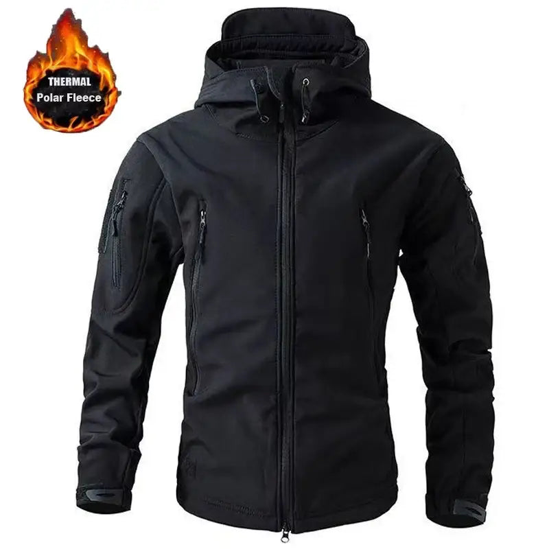 Softshell Fleece Waterproof Windproof Cargo Jacket Polyester M-5XL Outdoor Warmth - Black / XL(75-85kgs)