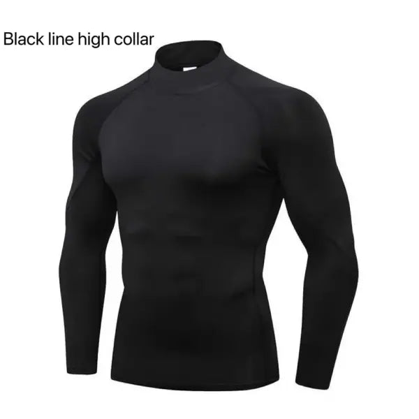 Men’s Mock Turtleneck Compression Shirt - Quick-Dry Performance Rash Guard - Thermal Gym Base Layer & Athletic