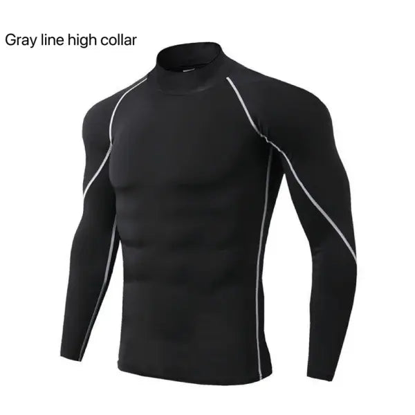 Men’s Mock Turtleneck Compression Shirt - Quick-Dry Performance Rash Guard - Thermal Gym Base Layer & Athletic