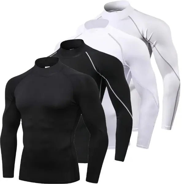 Men’s Mock Turtleneck Compression Shirt - Quick-Dry Performance Rash Guard - Thermal Gym Base Layer & Athletic