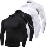 Men’s Mock Turtleneck Compression Shirt - Quick-Dry Performance Rash Guard - Thermal Gym Base Layer & Athletic