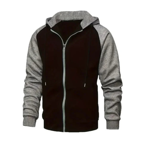 Men’s Zip-Up Color Block Hoodie for Stylish Casual Fall and Winter - Himpall