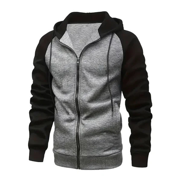 Men’s Zip-Up Color Block Hoodie for Stylish Casual Fall and Winter - Himpall