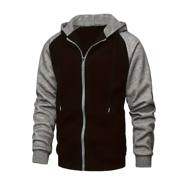 Men’s Zip-Up Color Block Hoodie for Stylish Casual Fall and Winter - Himpall