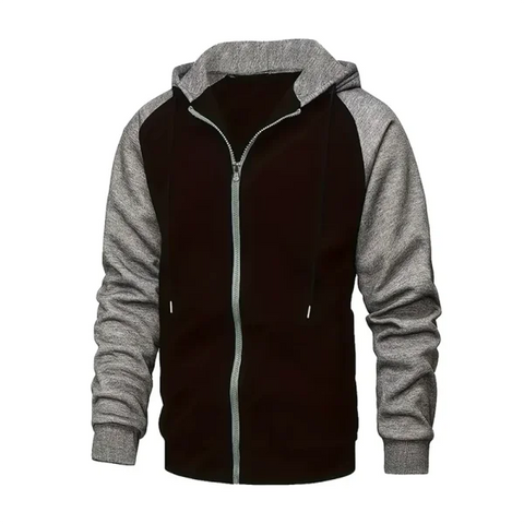 Men’s Zip-Up Color Block Hoodie for Stylish Casual Fall and Winter - Himpall
