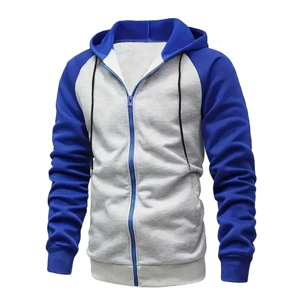 Men’s Zip-Up Color Block Hoodie for Stylish Casual Fall and Winter - Himpall