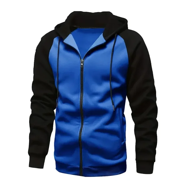 Men’s Zip-Up Color Block Hoodie for Stylish Casual Fall and Winter - Himpall