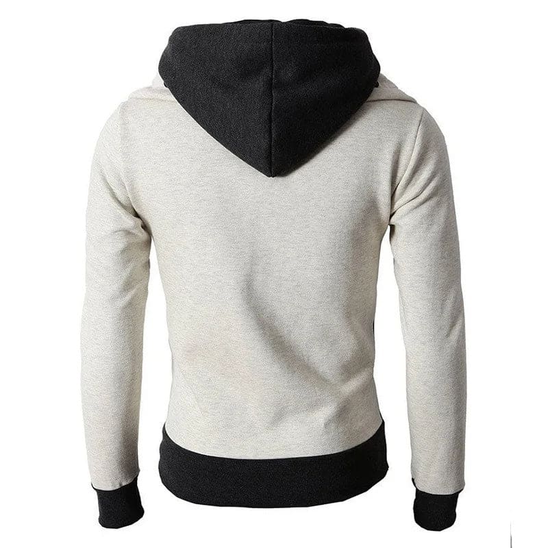 Men’s Zip Up Hooded Jacket - Fake Two Piece Sports Slim Sweatshirt