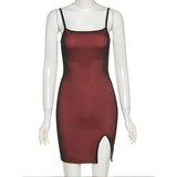 Mesh Double Layer Sexy Skinny Dress Women Sleeveless Party Bodycon 2023 Bandage Elastic Split Trend Clubwear Slim Outfit