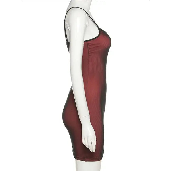 Mesh Double Layer Sexy Skinny Dress Women Sleeveless Party Bodycon 2023 Bandage Elastic Split Trend Clubwear Slim Outfit