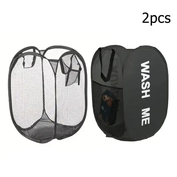 Mesh Pop-up Laundry Basket Laundry Basket Foldable Dirty Clothes Storage Basket Large Capacity Storage Basket - 2pcs