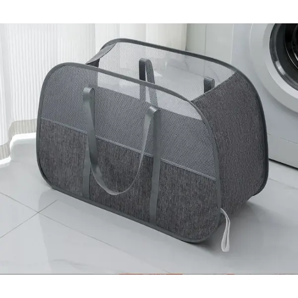 Mesh Pop-up Laundry Basket Laundry Basket Foldable Dirty Clothes Storage Basket Large Capacity Storage Basket - GRAY