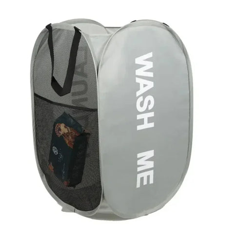 Mesh Pop-up Laundry Basket – Foldable Large Capacity Clothes Storage - Dark Grey