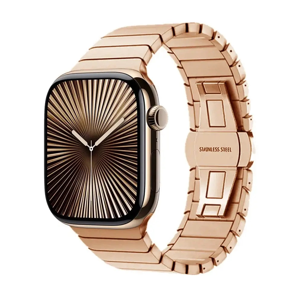 Stainless Steel Apple Watch Ultra Metal Band Business Style - Rose Gold / Series 10 11 46mm