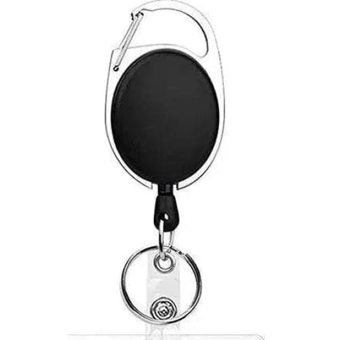 Metal Retractable Badge Reel Holders with Carabiner Clip - Black