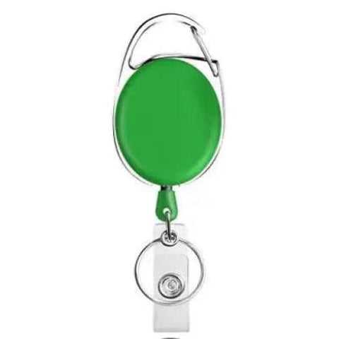 Metal Retractable Badge Reel Holders with Carabiner Clip - Green