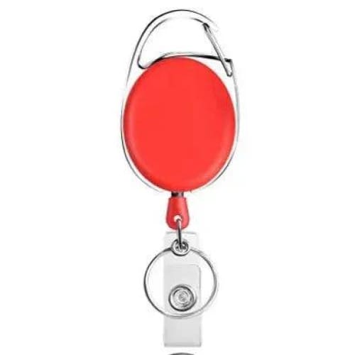 Metal Retractable Badge Reel Holders with Carabiner Clip - Red