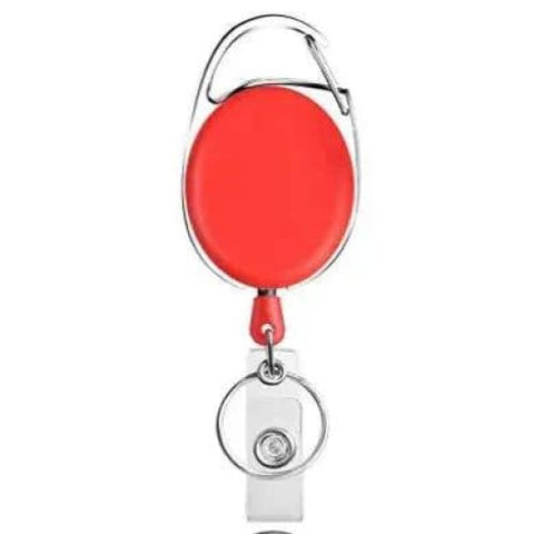 Metal Retractable Badge Reel Holders with Carabiner Clip - Red