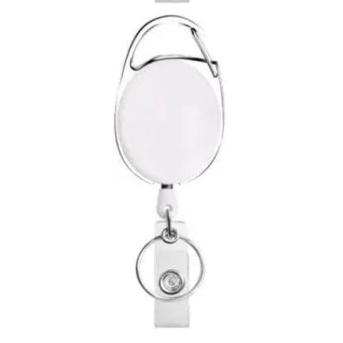 Metal Retractable Badge Reel Holders with Carabiner Clip - White