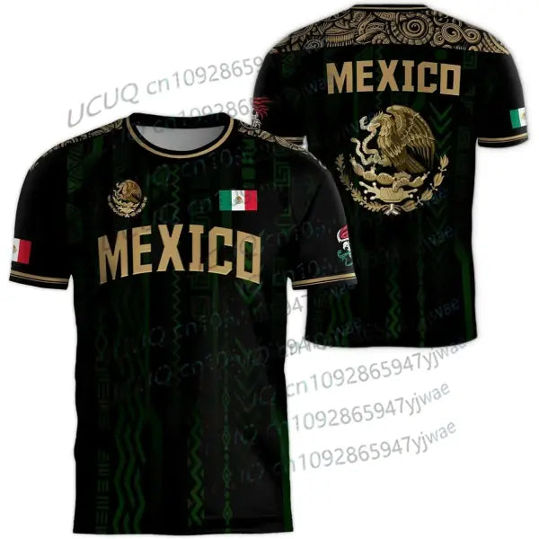 Mexico National Flag 3D Print Tops in Standard Inch Length for Sports - 416Y3-094-ZKB-B / 5XL