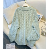 MEXZT Harajuku Sweater Women Fashion Oversized Pink V Neck Knitted Pullovers Korean Long Sleeve Knitwear Winter Casual