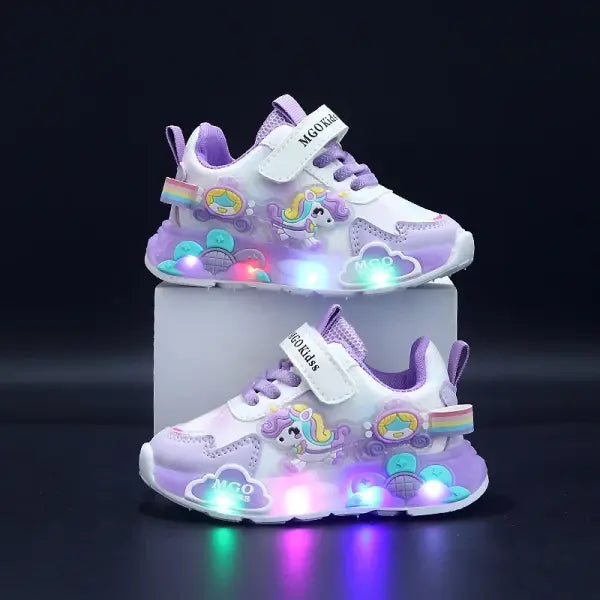 Rainbow Pony Running Shoes Pink Toddler Soft Soles - PURPLE / 21