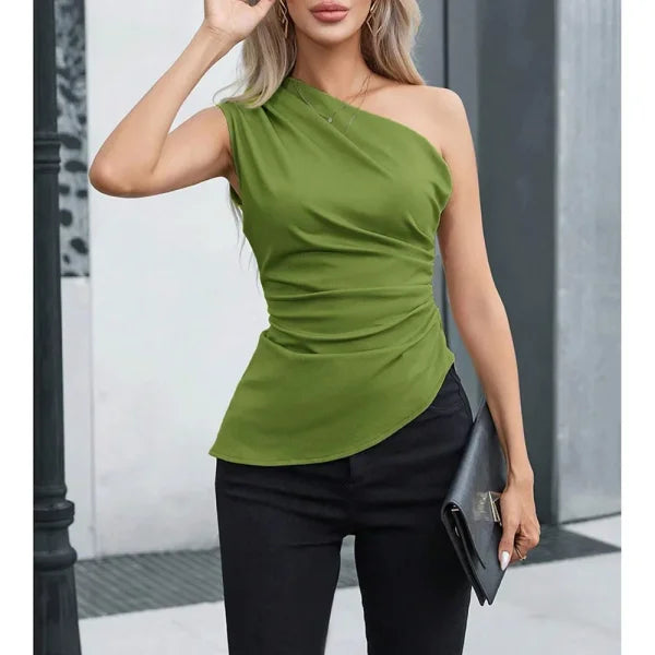 Mia Muse Women’s Sexy One-Shoulder Sleeveless Vest – Party Top