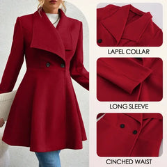 Mia Muse Women's Winter Coat - Solid Color Lapel Button-Up Work Coat & Valentine's Gift - Himpall