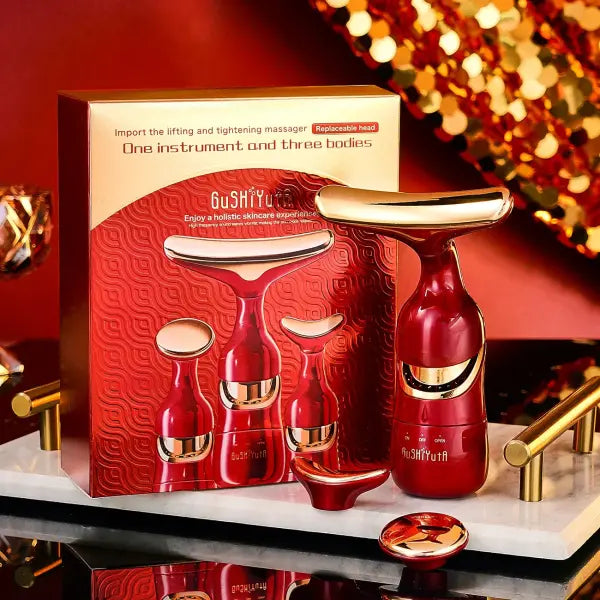 Microcurrent Facial Massager – Lift & Firm Skin Reduce Wrinkles Face Neck & Eye Rejuvenation - red