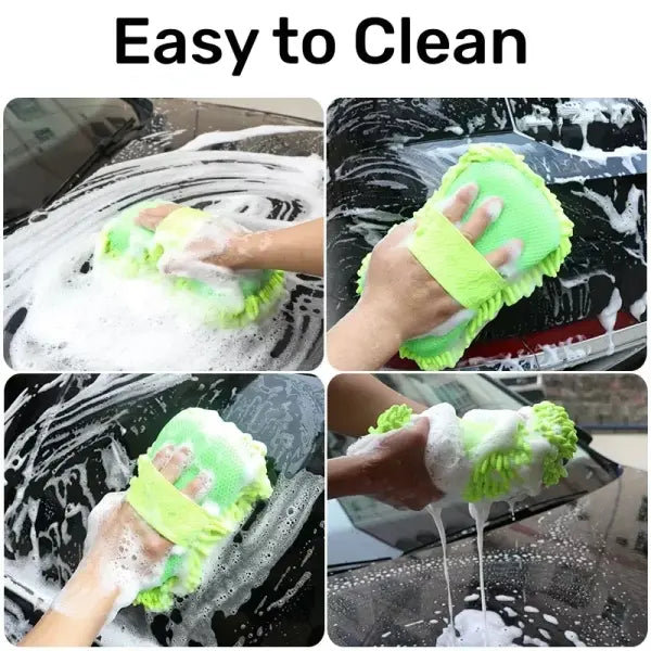 Microfiber Car Washer Sponge Cleaning Car Care Detailing Brushes Washing Towel Auto Gloves Styling Accessories - green