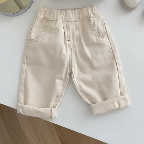 MILANCEL Baby Jeans – Soft Kids Denim Pants for Boys & Girls - beige / 5T / CHINA