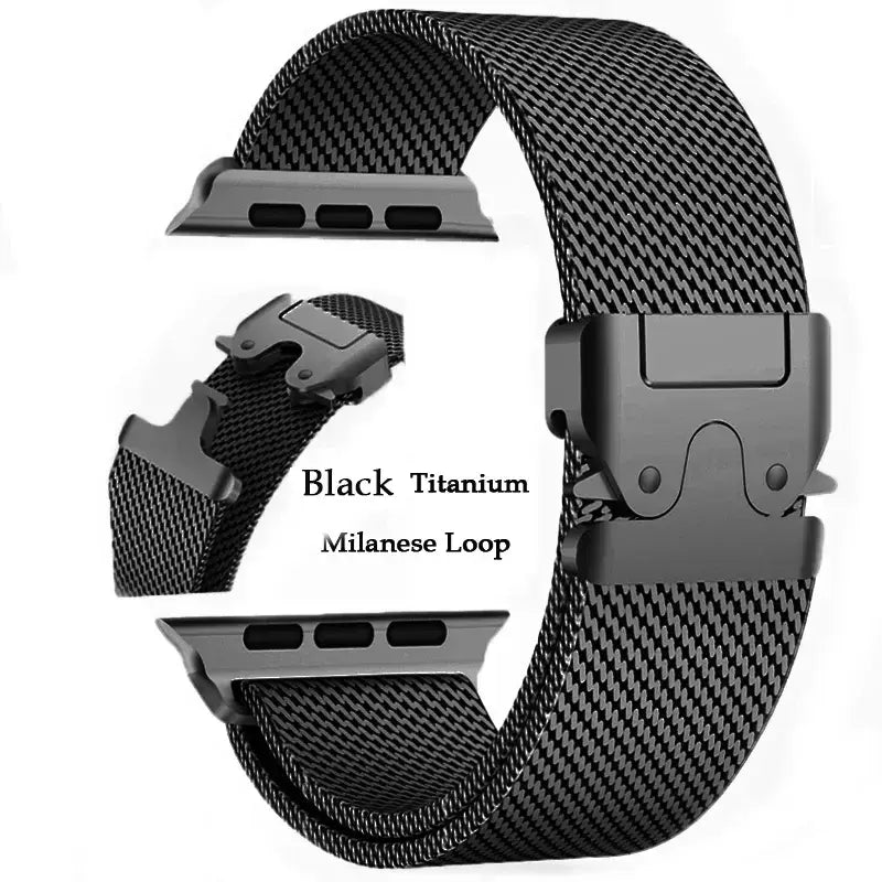 Milanese Loop Replacement Band Stainless Steel Elegant Apple Watch Upgrade - 02 Black Titanium / 40-41-S11-S10 42mm