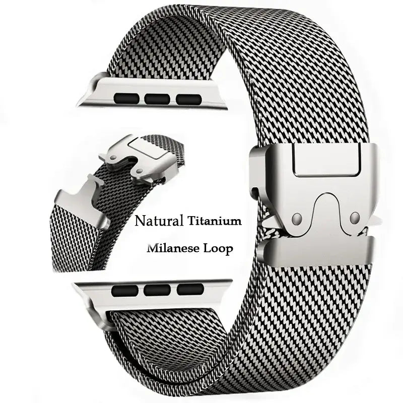 Milanese Loop Replacement Band Stainless Steel Elegant Apple Watch Upgrade - 01 Natural Titanium / 40-41-S11-S10 42mm