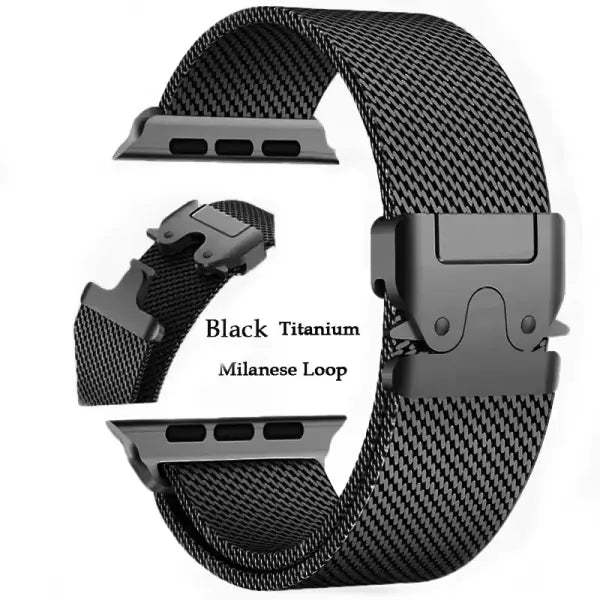Milanese Loop Apple Watch Band Ultra 49mm Durable Style - black / 42 44 45 46 49mm