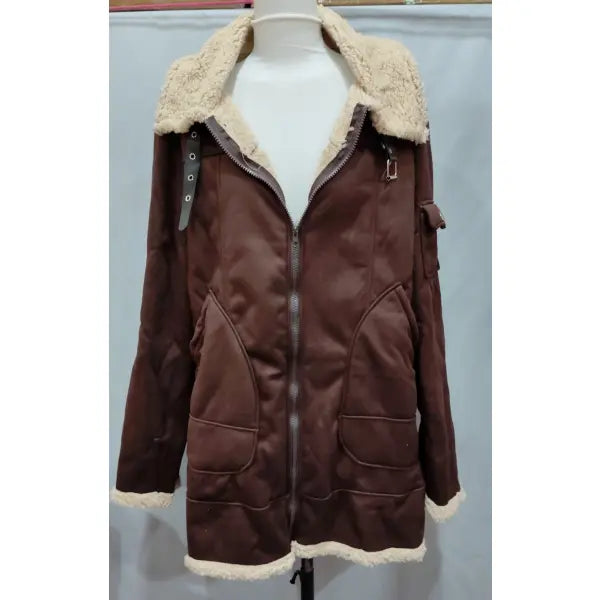 Military Fleece Winter Jacket Fur Collar – Tactical Warmth Style - Coffee / 2XL - None