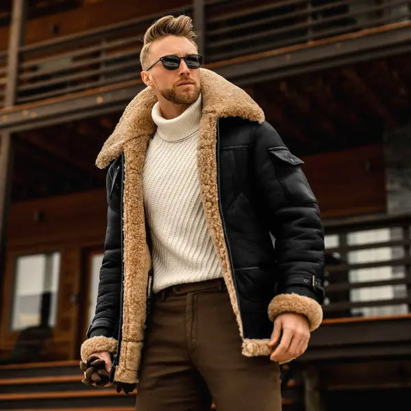 Military Fleece Winter Jacket Fur Collar – Tactical Warmth Style - None