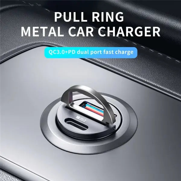 Mini 100W PD QC Pull Ring Fast Charging Car Charger USB C Car Phone Charger Adapter For iPhone 13 12 Xiaomi Samsung