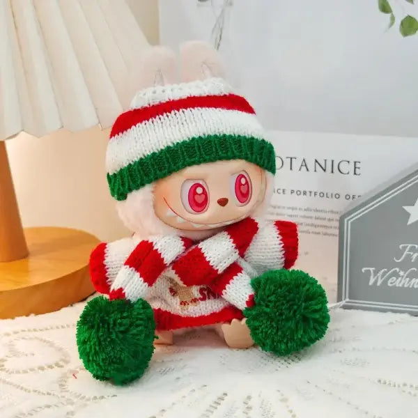 Mini Doll’S Clothes Outfit Accessories For Labubu Idol V1 V2 Christmas Cookie Man Sweater Hat New Year Clothes Gift