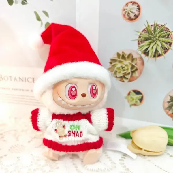 Mini Doll’S Clothes Outfit Accessories For Labubu Idol V1 V2 Christmas Cookie Man Sweater Hat New Year Clothes Gift