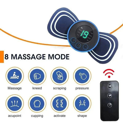 Mini Electric Neck Massager: Muscle Stimulator with Remote Control - Black