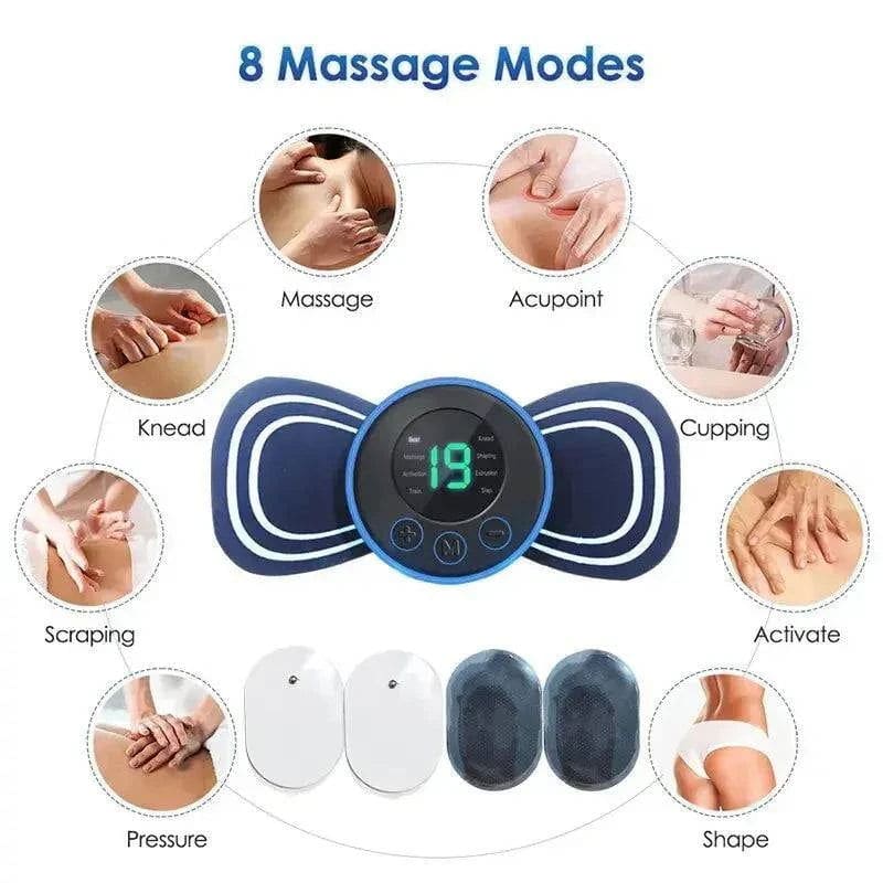 Mini Electric Neck Massager: Muscle Stimulator with Remote Control - Black