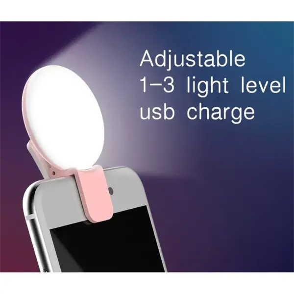 Mini Selfie Ring Light Portable LED Lamp USB Charging Photography Clip Ring Light Universal Mobile Phone Live Video